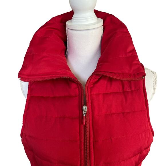 Kenneth Cole Reaction Puffer Vest Size M Red Down Feathers Zip Pockets Collar - Picture 2 of 12